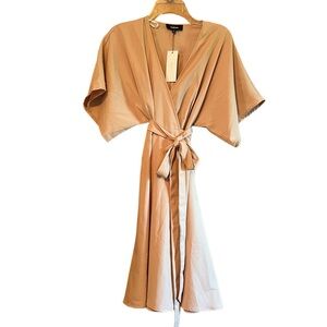 Aakaa Tan Wrap Dress – Size Small NWT